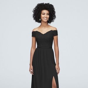 David’s Bridal Black lace bridesmaid dress